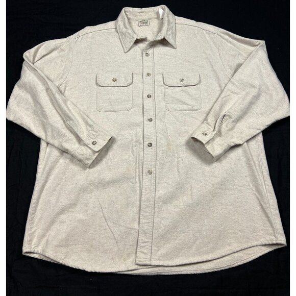 Vintage Five Brothe Flannel Shirt Ivory Long Sleeve Button Men's 2XL - Picture 1 of 6
